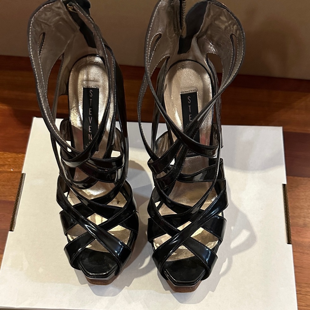 Steven By Steve Madden Black Strappy Heels
